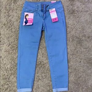 light washed blue jeans